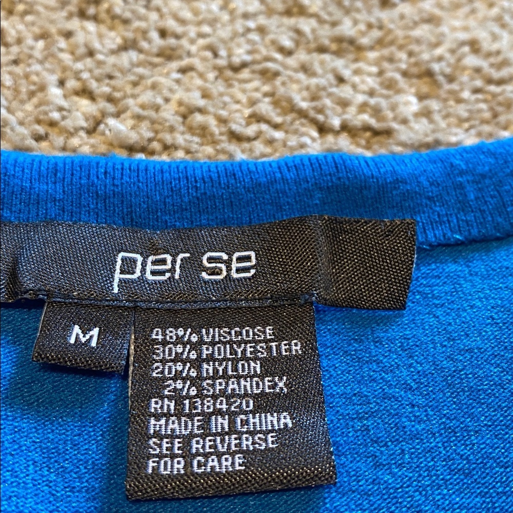 Per Se 2 Piece Matching Set Pull On Skirt & Tank Top Stretchy Blue Black Geo M - Picture 10 of 10